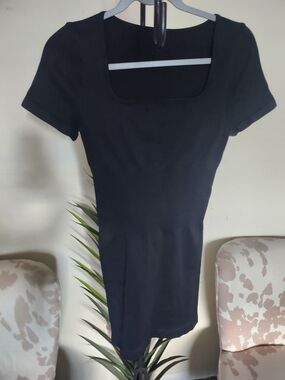 Black Square-Neck Mini Dress